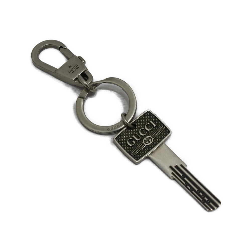 Gucci Key Motif Keychain Key Ring Silver Black